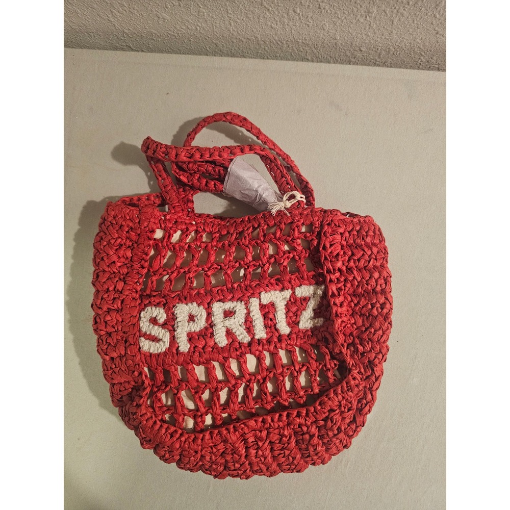 Universal Thread Small Red Raffia Spritz Tote Bag